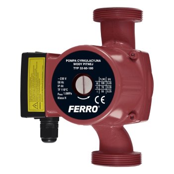Рециркуляционный насос ГВС FERRO GPD 32-60 180, питьевая вода, 3 скорости, 230 В